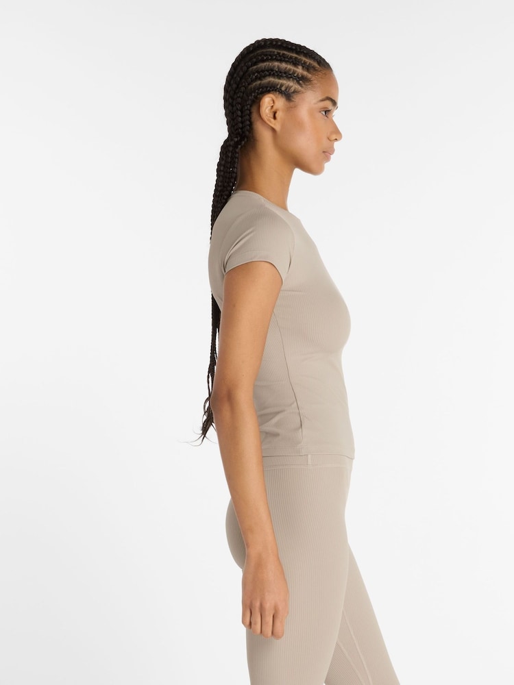 New Balance Brown Ribbed Womens Fitted T-Shirt - Image 2 of 7