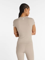 New Balance Brown Ribbed Womens Fitted T-Shirt - Image 3 of 7
