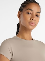 New Balance Brown Ribbed Womens Fitted T-Shirt - Image 4 of 7