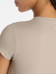 New Balance Brown Ribbed Womens Fitted T-Shirt - Image 5 of 7