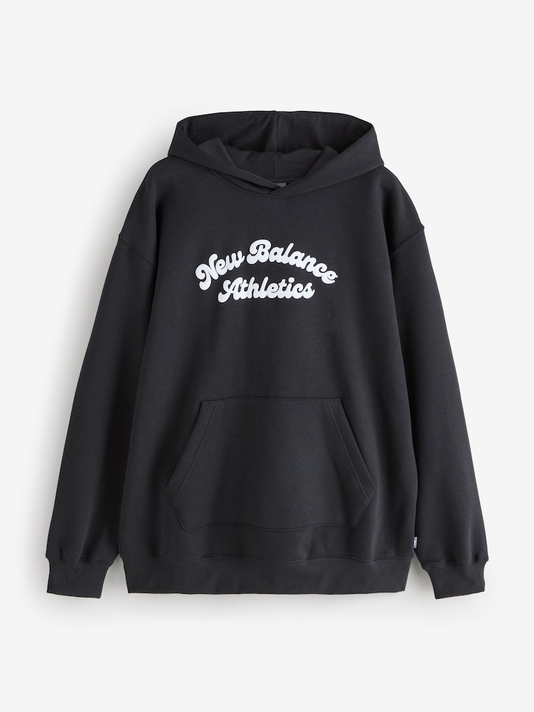 New Balance Black Womens Linear Heritage Fleece Long Line Hoodie - Image 1 of 1