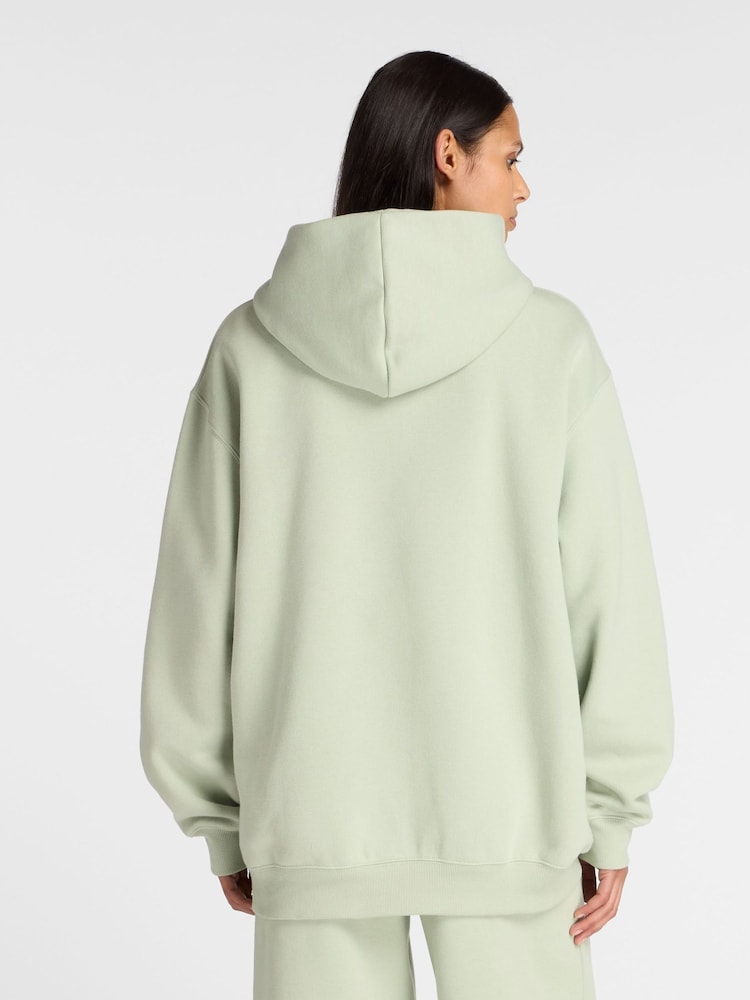 New Balance Green Womens Linear Heritage Fleece Long Line Hoodie - Image 2 of 8
