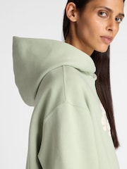 New Balance Green Womens Linear Heritage Fleece Long Line Hoodie - Image 6 of 8