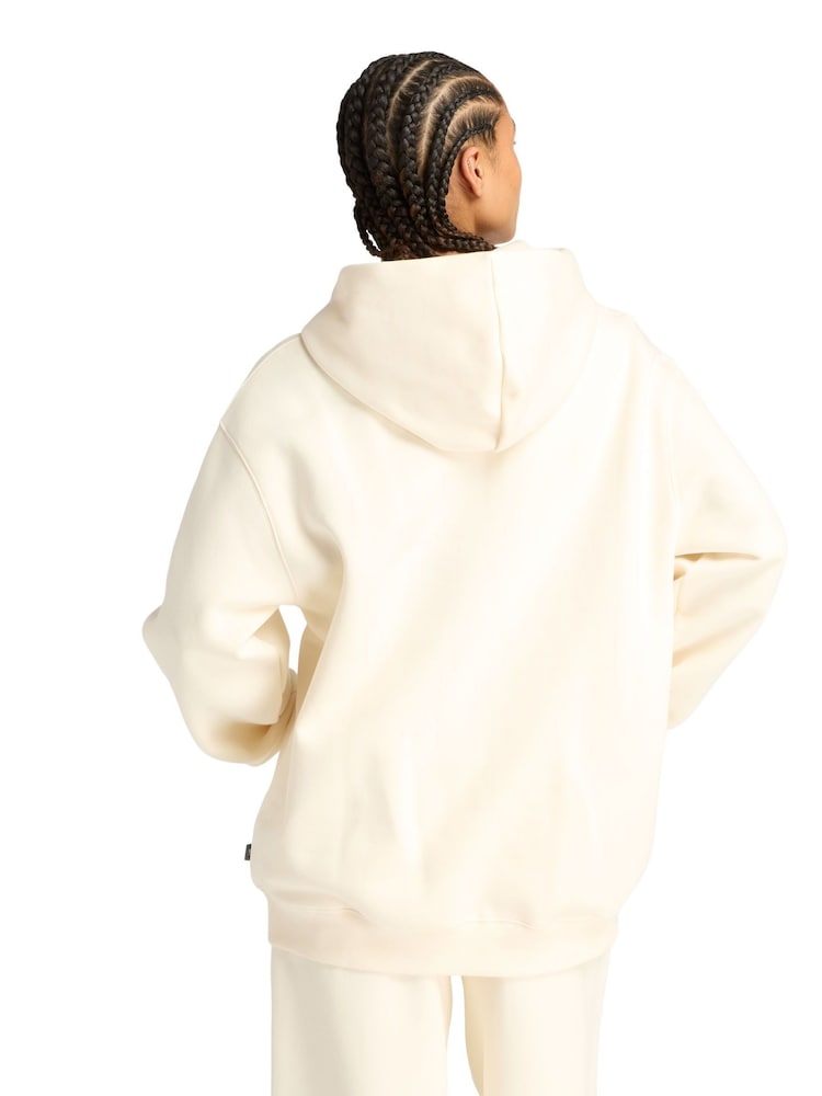New Balance Cream Womens Linear Heritage Fleece Long Line Hoodie - Image 2 of 8