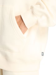 New Balance Cream Womens Linear Heritage Fleece Long Line Hoodie - Image 5 of 8