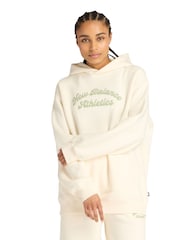 New Balance Cream Womens Linear Heritage Fleece Long Line Hoodie - Image 6 of 8