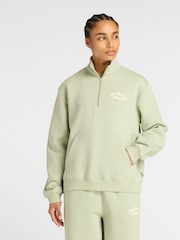 New Balance Green Womens Linear Heritage Polar Fleece 1/2 Zip Top - Image 1 of 7