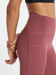 New Balance Burgundy Red Womens Sleek Pocket High Rise 27inch Running Leggings - Image 7 of 10