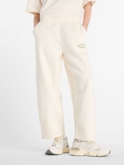 New Balance Cream Womens Linear Heritage Fleece Barrel Leg Joggers - Image 1 of 6