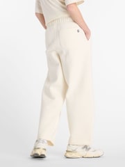 New Balance Cream Womens Linear Heritage Fleece Barrel Leg Joggers - Image 2 of 6