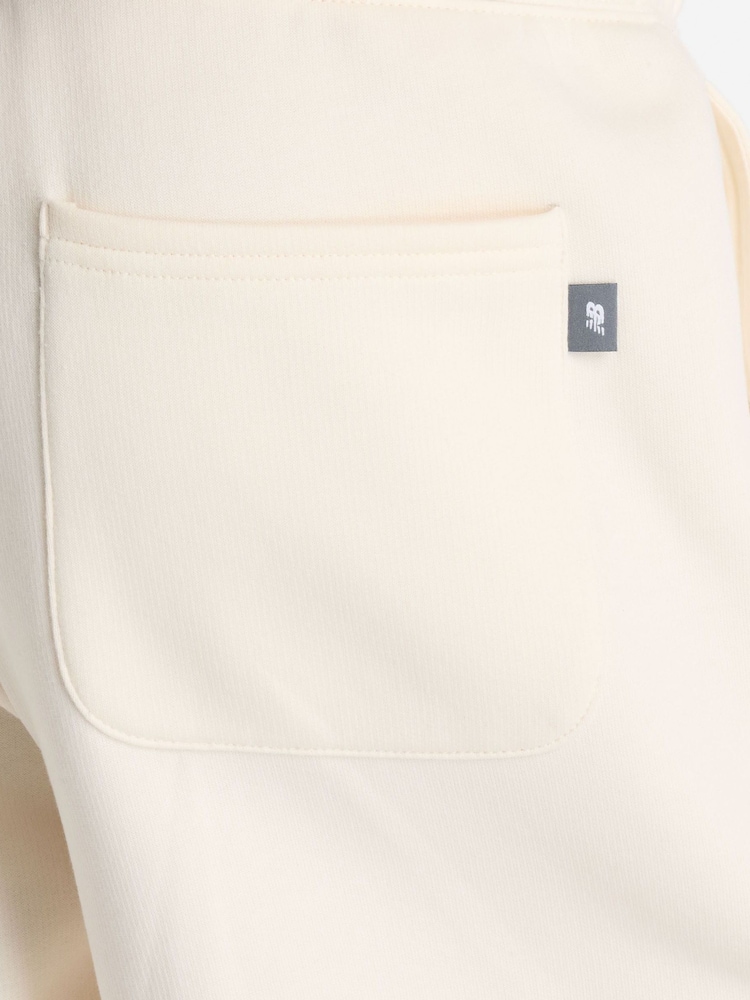New Balance Cream Womens Linear Heritage Fleece Barrel Leg Joggers - Image 6 of 6
