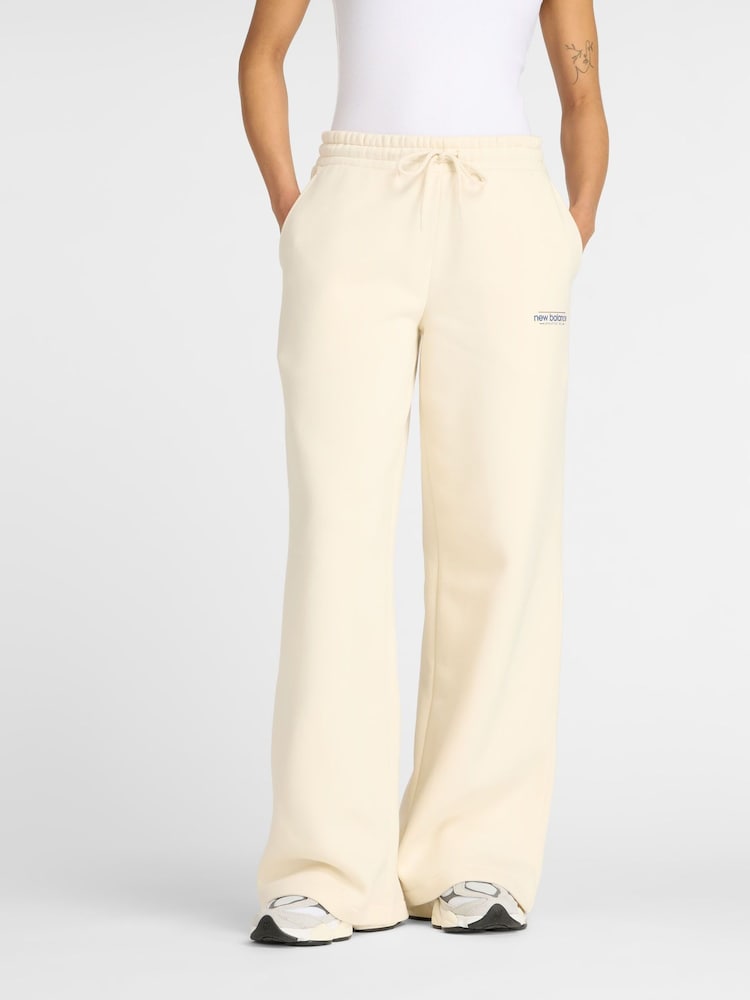 New Balance Cream Womens Reimagined Fleece Barrel Leg Joggers - Image 1 of 7
