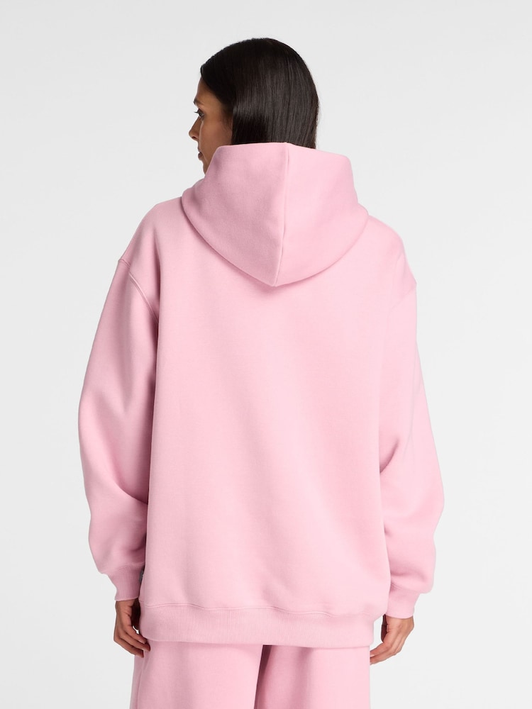 Rose clair - Sweat à capuche long New Balance Linear Heritage en polaire - Image 2 sur 9