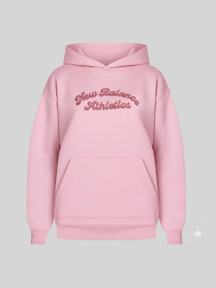 Rose clair - Sweat à capuche long New Balance Linear Heritage en polaire - Image 9 sur 9