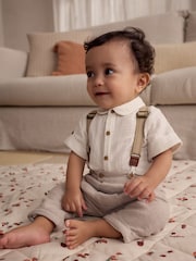 Neutral Baby Shirt Trousers and Braces 3 Piece Set (0mths-2yrs) - Image 1 of 12