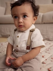 Neutral Baby Shirt Trousers and Braces 3 Piece Set (0mths-2yrs) - Image 3 of 12
