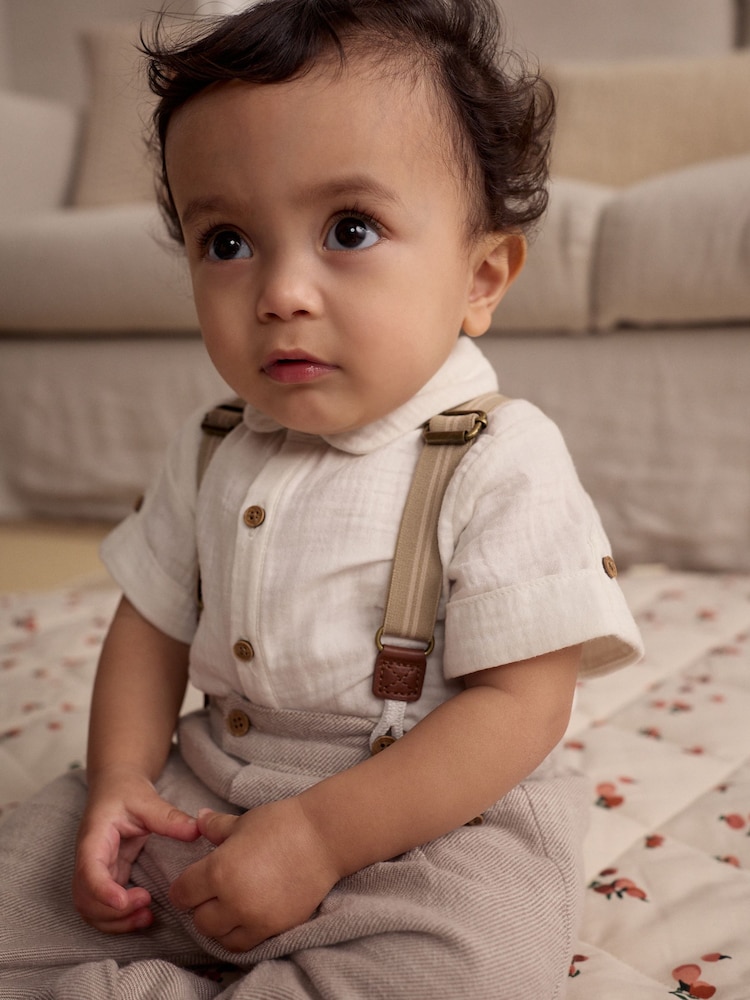 Neutral Baby Shirt Trousers and Braces 3 Piece Set (0mths-2yrs) - Image 3 of 12