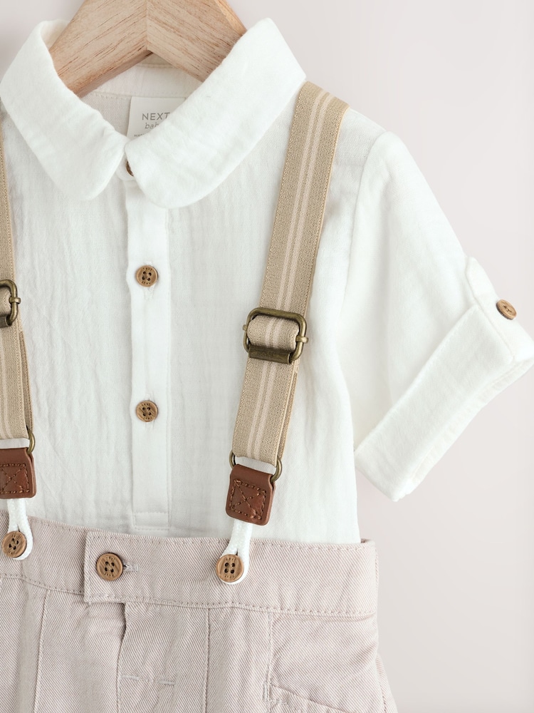 Neutral Baby Shirt Trousers and Braces 3 Piece Set (0mths-2yrs) - Image 6 of 12