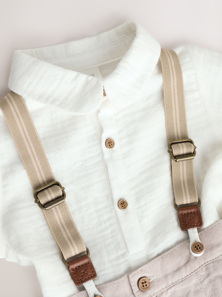 Neutral Baby Shirt Trousers and Braces 3 Piece Set (0mths-2yrs) - Image 7 of 12
