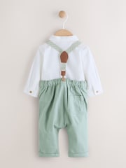 Зеленый - Baby Shirt Trousers and Braces Set 3 Piece (0mths-2yrs) - Image 2 of 7