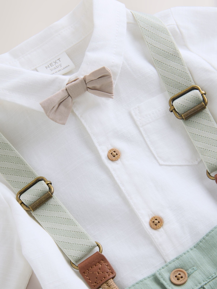 Sage Green Baby Shirt Trousers and Braces Set 3 Piece (0mths-2yrs) - Image 5 of 7