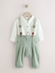 Sage Green Baby Shirt Trousers and Braces 3 Piece Set (0mths-2yrs) - Image 1 of 9