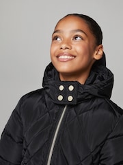 Lipsy Black Shower Resistant Midweight Longline Padded Coat (5-16yrs) - Image 3 of 5