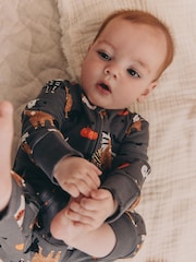 Black Halloween Hamish Baby Two Way Zip Sleepsuit (0mths-3yrs) - Image 1 of 9