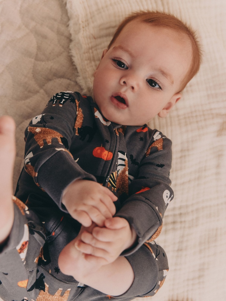 Black Halloween Hamish Baby Two Way Zip Sleepsuit (0mths-3yrs) - Image 1 of 9