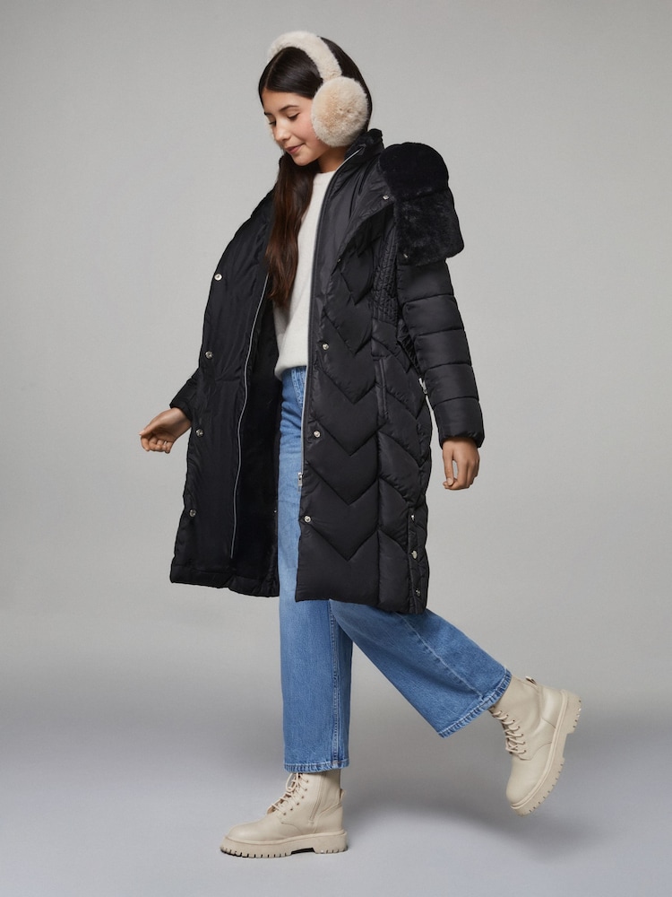 Buy Lipsy Black Shower Resistant Midweight Longline Quilted Belted