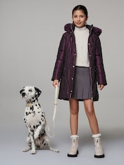 Lipsy Berry Red Shower Resistant Midweight Metallic Belted Puffer Coat (5-16yrs) - Image 4 of 5