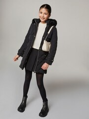 Lipsy Black Shower Resistant Midweight Padded Parka Coat (5-16yrs) - Image 4 of 5