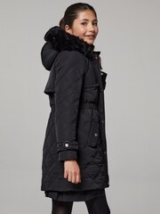 Lipsy Black Shower Resistant Midweight Padded Parka Coat (5-16yrs) - Image 5 of 5