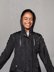 Lipsy Black Shower Resistant Lightweight Ruched Raincoat (5-14yrs) - Image 2 of 5