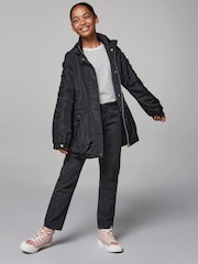 Lipsy Black Shower Resistant Lightweight Ruched Raincoat (5-14yrs) - Image 4 of 5