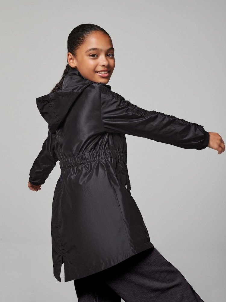 Lipsy Black Shower Resistant Lightweight Ruched Raincoat (5-14yrs) - Image 5 of 5