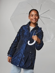 Lipsy Navy Shower Resistant Lightweight Ruched Raincoat (5-14yrs) - Image 3 of 5