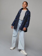 Lipsy Navy Shower Resistant Lightweight Ruched Raincoat (5-14yrs) - Image 4 of 5