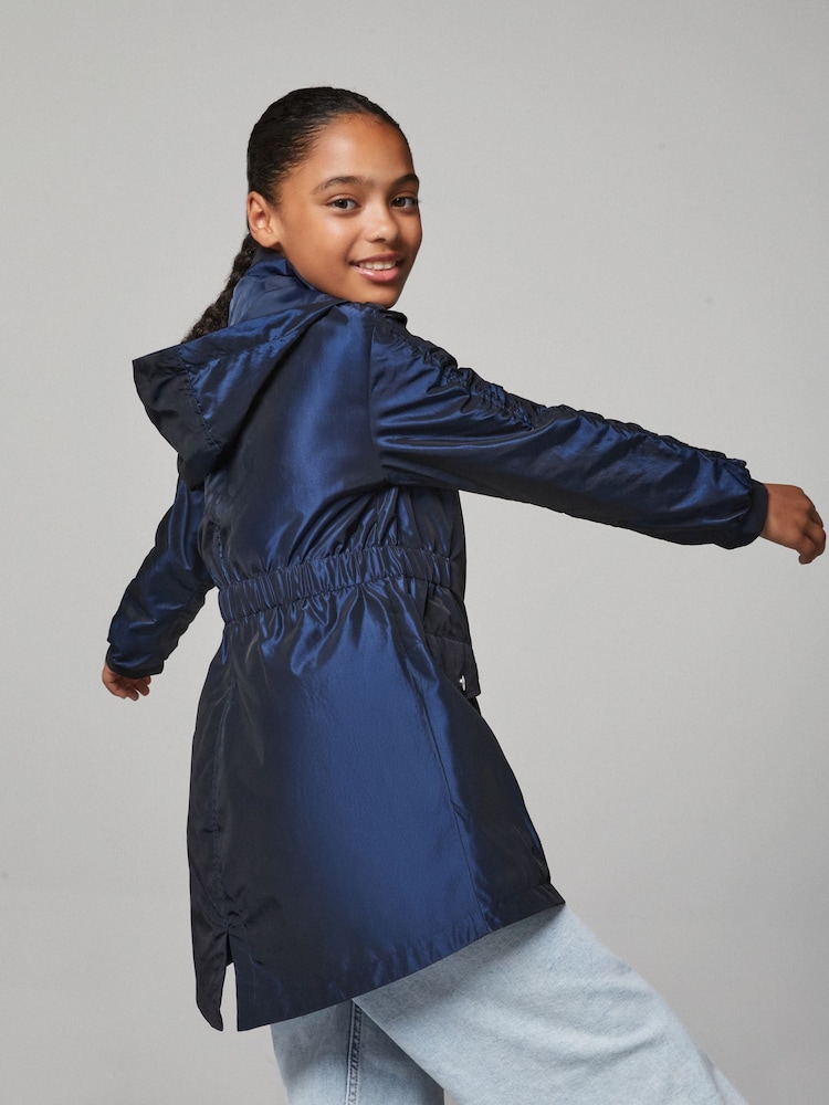 Lipsy Navy Shower Resistant Lightweight Ruched Raincoat (5-14yrs) - Image 5 of 5