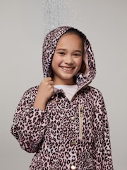 Lipsy Pink Leopard Print Lightweight Rain Coat (4-16yrs) - Image 2 of 5