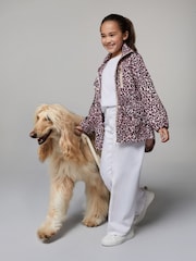 Lipsy Pink Leopard Print Lightweight Rain Coat (4-16yrs) - Image 3 of 5