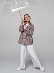 Lipsy Pink Leopard Print Lightweight Rain Coat (4-16yrs) - Image 4 of 5