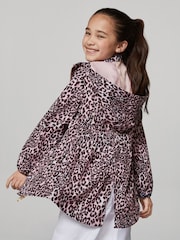 Lipsy Pink Leopard Print Lightweight Rain Coat (4-16yrs) - Image 5 of 5
