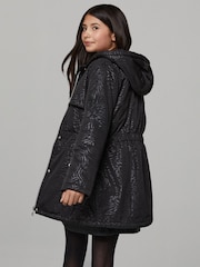 Lipsy Black Lightweight Padded Zebra Cagoule (4-16yrs) - Image 3 of 5