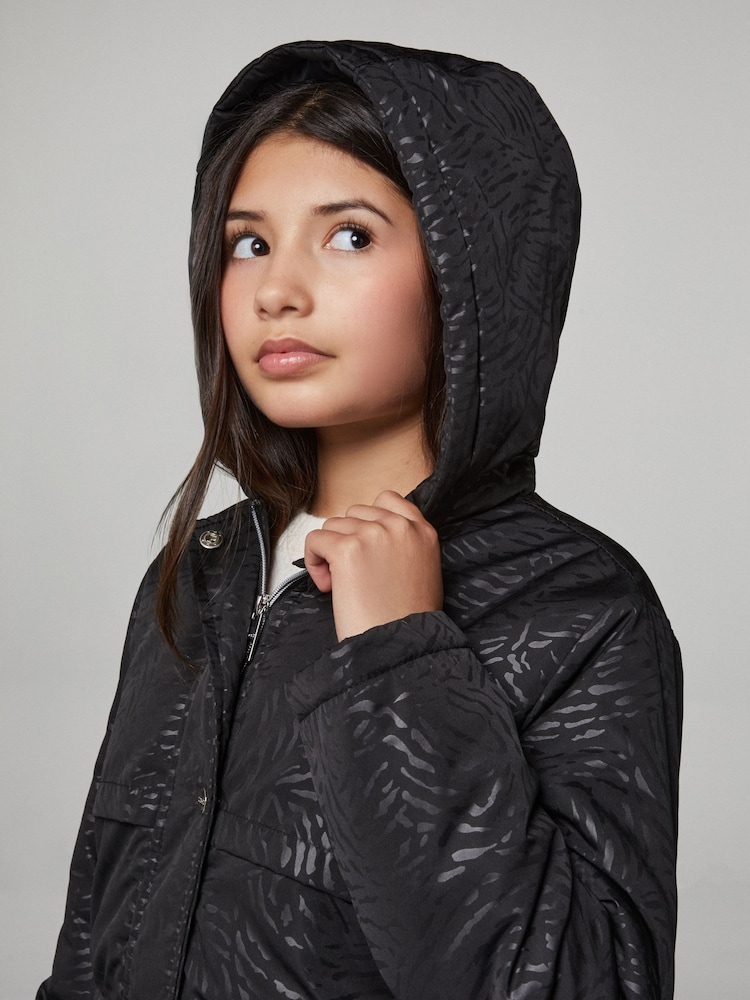 Lipsy Black Lightweight Padded Zebra Cagoule (4-16yrs) - Image 5 of 5