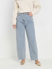 Long Tall Sally Blue Barrel Leg 100% Cotton Jeans - Image 1 of 5