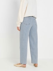 Long Tall Sally Blue Barrel Leg 100% Cotton Jeans - Image 3 of 5