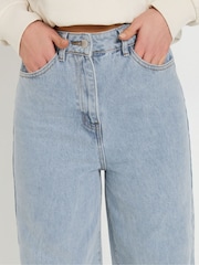 Long Tall Sally Blue Barrel Leg 100% Cotton Jeans - Image 4 of 5