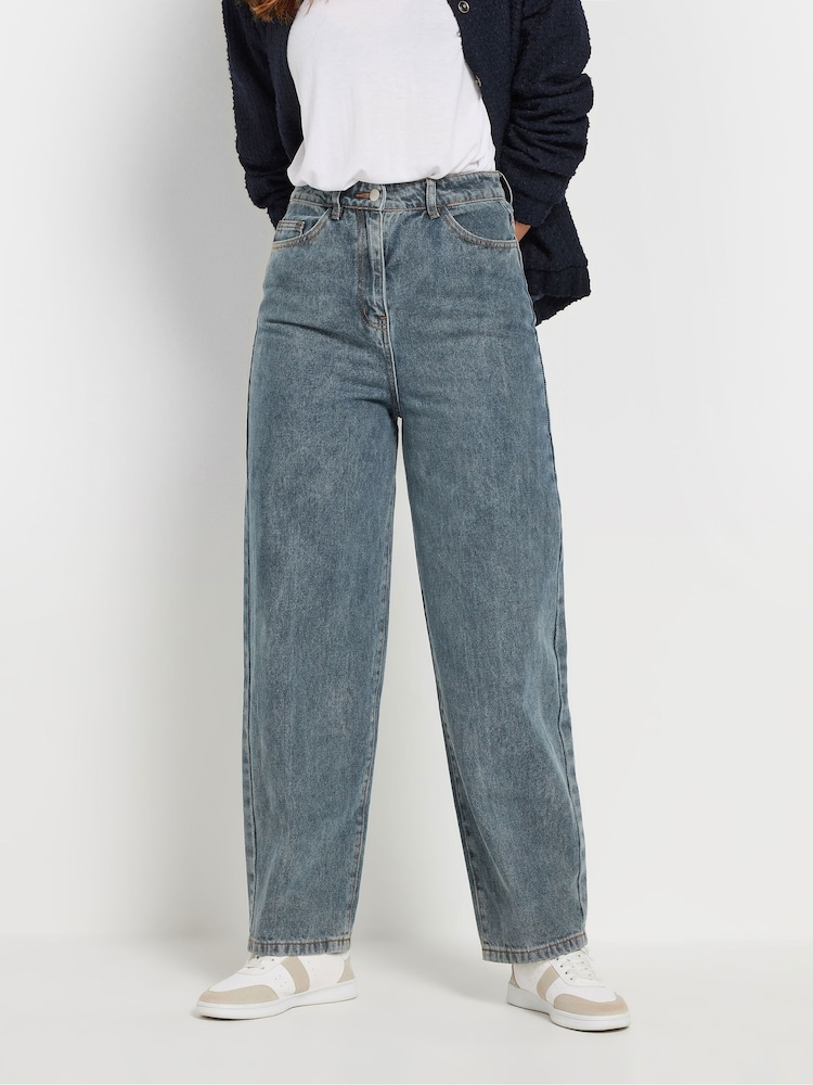 Long Tall Sally Natural Barrel Leg 100% Cotton Jeans - Image 2 of 6