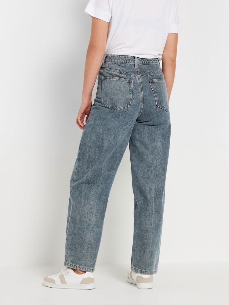 Long Tall Sally Natural Barrel Leg 100% Cotton Jeans - Image 3 of 6
